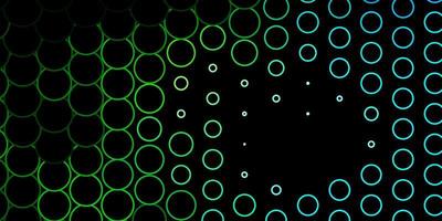 donkerblauw, groen vectorpatroon met cirkels. vector