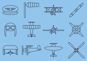 Retro Lijn Icons van de Vliegtuig vector