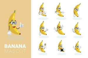 tekenfilm banaan mascotte vector illustratie van een schattig banaan karakter mascotte