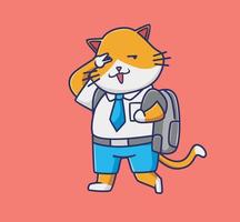 schattig slim kat leerling beroemd tekenfilm vector