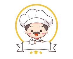 schattig chef logo mascotte tekenfilm karakter. mensen voedsel icoon concept geïsoleerd Aan wit. vector