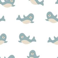 naadloos patroon schattig tekenfilm reeks karakter, vector illustratie van een zee dier.
