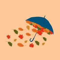 vector illustraties herfst paraplu met herfst bladeren. modern vlak tekenfilm stijl.