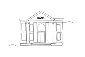 doorlopend een lijn tekening bank gebouw. gebouw en kantoor concept. single lijn trek ontwerp vector grafisch illustratie.