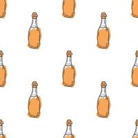vector patroon met flessen van wit wijn Aan een gekleurde achtergrond in tekening stijl. alcohol in een glas fles, illustratie voor verpakking, cafés, bars, producten.