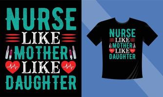 verpleegster Leuk vinden moeder Leuk vinden dochter t-shirt ontwerp sjabloon voor afdrukken vector