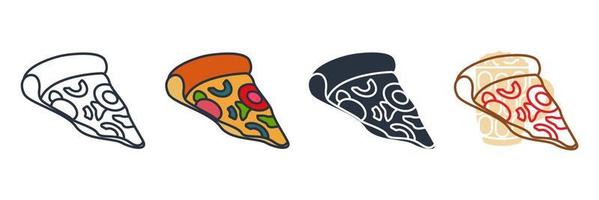 pizza icoon logo vector illustratie. pizza plak symbool sjabloon voor grafisch en web ontwerp verzameling