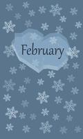 februari. winter spandoek. ijs, sneeuwvlokken. blauw kleur. geschikt voor ansichtkaarten, kalenders, promotionele producten. tekenfilm vector illustratie.