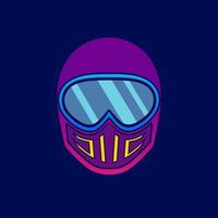 retro helm neon cyberpunk logo fictie kleurrijk ontwerp met donker achtergrond. abstract t-shirt vector illustratie.