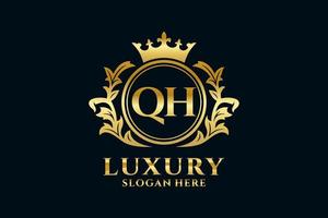 eerste qh brief Koninklijk luxe logo sjabloon in vector kunst voor luxueus branding projecten en andere vector illustratie.