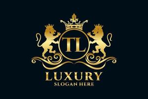 eerste tl brief leeuw Koninklijk luxe logo sjabloon in vector kunst voor luxueus branding projecten en andere vector illustratie.