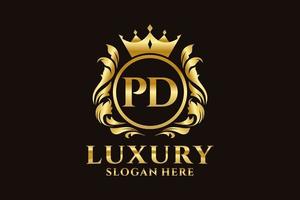 eerste pd brief Koninklijk luxe logo sjabloon in vector kunst voor luxueus branding projecten en andere vector illustratie.