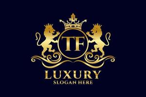eerste tf brief leeuw Koninklijk luxe logo sjabloon in vector kunst voor luxueus branding projecten en andere vector illustratie.