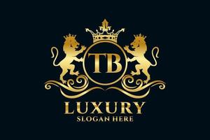 eerste tb brief leeuw Koninklijk luxe logo sjabloon in vector kunst voor luxueus branding projecten en andere vector illustratie.