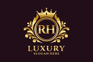 eerste rh brief Koninklijk luxe logo sjabloon in vector kunst voor luxueus branding projecten en andere vector illustratie.