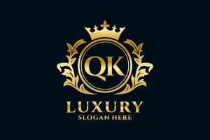 eerste qk brief Koninklijk luxe logo sjabloon in vector kunst voor luxueus branding projecten en andere vector illustratie.