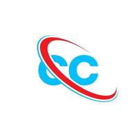 cc logo. cc ontwerp. blauw en rood cc brief. cc brief logo ontwerp. eerste brief cc gekoppeld cirkel hoofdletters monogram logo. vector