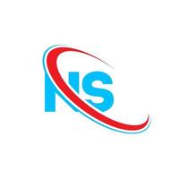 NS logo. NS ontwerp. blauw en rood NS brief. NS brief logo ontwerp. eerste brief NS gekoppeld cirkel hoofdletters monogram logo. vector