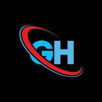 gh logo. gh ontwerp. blauw en rood gh brief. gh brief logo ontwerp. eerste brief gh gekoppeld cirkel hoofdletters monogram logo. vector