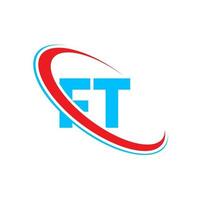 ft logo. ft ontwerp. blauw en rood ft brief. ft brief logo ontwerp. eerste brief ft gekoppeld cirkel hoofdletters monogram logo. vector