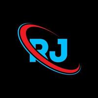 rj logo. rj ontwerp. blauw en rood rj brief. rj brief logo ontwerp. eerste brief rj gekoppeld cirkel hoofdletters monogram logo. vector