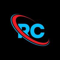 rc logo. rc ontwerp. blauw en rood rc brief. rc brief logo ontwerp. eerste brief rc gekoppeld cirkel hoofdletters monogram logo. vector