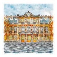 kasteel Versailles Parijs Frankrijk waterverf schetsen hand- getrokken illustratie vector