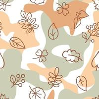 herfst bladeren naadloos patroon. vallen blad en bessen natuur pictogrammen over- wit achtergrond. floreren natuur herfst tuin bladeren sier- structuur vector