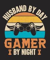 man door dag gamer door nacht gaming t-shirt ontwerp vector