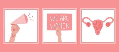 conceptuele ontwerp van feminisme. vector Sjablonen voor ansichtkaarten, affiches, flyers en andere gebruikers.