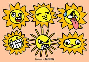 Set Funny Cartoon Suns With Faces vector