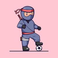 vector illustratie van schattig Ninja spelen Amerikaans voetbal