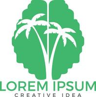 groen hersenen boom logo ontwerp. denken groen label. vector