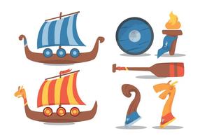 Viking schip vector set