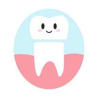 tandheelkundig kroon restauratie Aan tand in tekenfilm vlak stijl. vector illustratie van gezond tanden karakter, tandheelkundig zorg concept, mondeling hygiëne