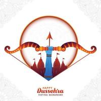 gelukkig dussehra festival van Indië in boog en pijl kaart ontwerp vector