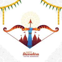 gelukkig dussehra festival van Indië in boog en pijl kaart ontwerp vector