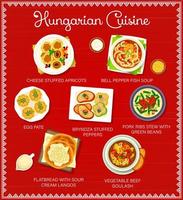 Hongaars voedsel restaurant gerechten menu ontwerp vector