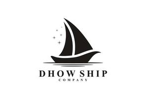 silhouet van dhow logo ontwerp. traditioneel zeilboot vector icoon