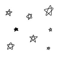 hand- getrokken tekening sterren. tekenfilm nacht lucht elementen, vector schetsen hemel- illustratie, lijn kunst voor web ontwerp, icoon, afdrukken, kleur bladzijde