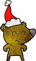 vrouwelijke beer getextureerde cartoon van een dragende kerstmuts vector