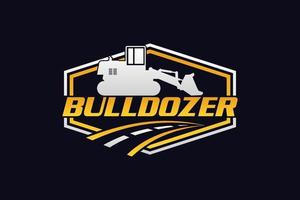 bulldozer logo sjabloon vector. zwaar materieel logo vector voor bouwbedrijf. creatieve graafmachine illustratie voor logo sjabloon.