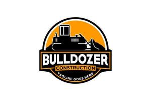 bulldozer logo sjabloon vector. zwaar materieel logo vector voor bouwbedrijf. creatieve graafmachine illustratie voor logo sjabloon.