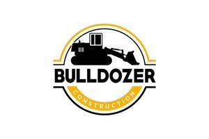 bulldozer logo sjabloon vector. zwaar materieel logo vector voor bouwbedrijf. creatieve graafmachine illustratie voor logo sjabloon.