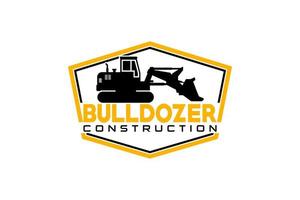 bulldozer logo sjabloon vector. zwaar materieel logo vector voor bouwbedrijf. creatieve graafmachine illustratie voor logo sjabloon.