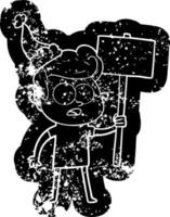 cartoon noodlijdende icoon van een starende man met een kerstmuts vector