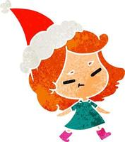 kerst retro cartoon van kawaii girl vector