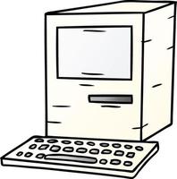 gradiënt cartoon doodle van een computer en toetsenbord vector