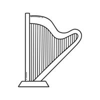 hand- getrokken harp tekening. musical instrument in schetsen stijl. vector illustratie