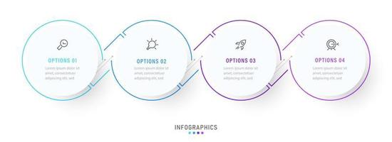 vector infographic labelontwerpsjabloon met pictogrammen en 4 opties of stappen. kan worden gebruikt voor procesdiagram, presentaties, workflowlay-out, banner, stroomschema, infografiek.